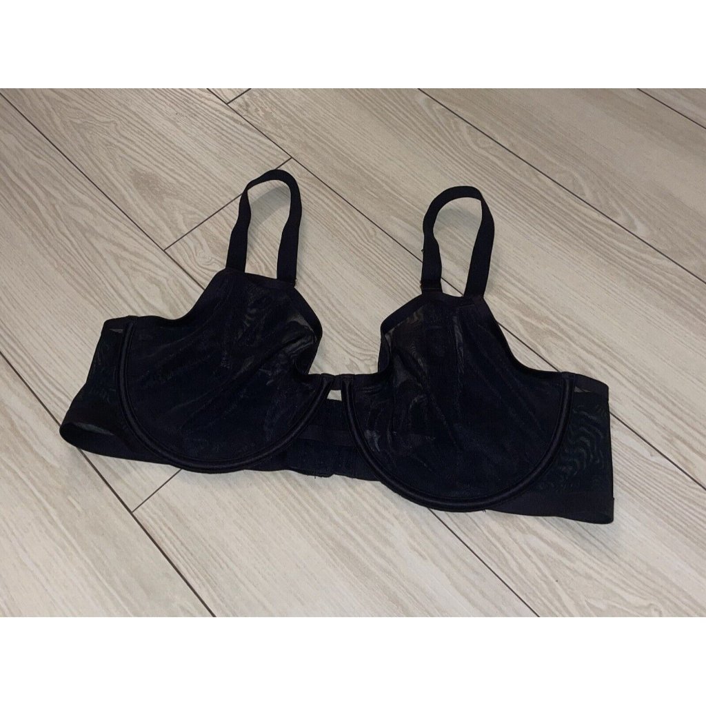 Auden Unlined Demi Coverage Underwire Bra Lace Sheer Mesh Womens 40c Black